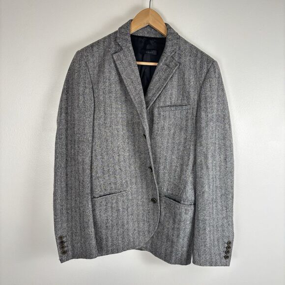 Unis Mens 38 Wool Cashmere Herringbone Gray Jacket Sports Coat Blazer Made USA - Picture 1 of 8